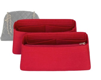 Customizable "Mademoiselle Large Bag" Felt Bag Insert Organizer And Bag Liner In 14cm/5.5inches Height, Red Color