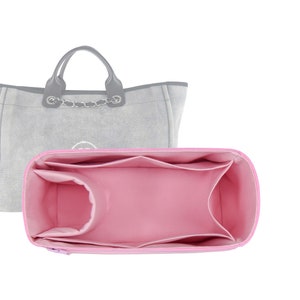 Customizable &quot;Deauville Canvas Tote Medium Bag&quot; Fabric Lined Felt Bag Insert Organizer And Bag Liner In 18cm/7inches Height, Pink Rose Color