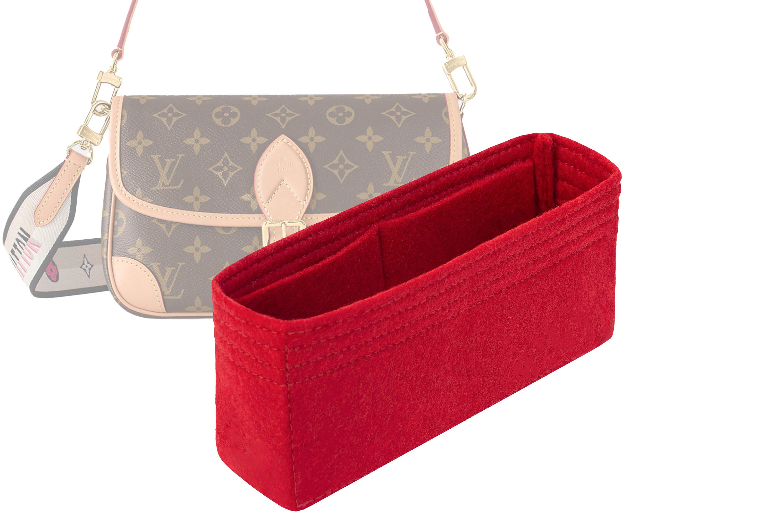 Customizable "Diane Bag" Felt Bag Insert Organizer And Bag Liner In 10cm/3.9inches Height, Red Color