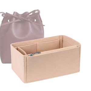 Customizable &quot;MG Bucket Bag Mini - Bottom Length 7&#39;&#39;/18 cm&quot; Felt Bag Insert Organizer In 4.7&quot;/12 cm Height, Bag Liner, Peach