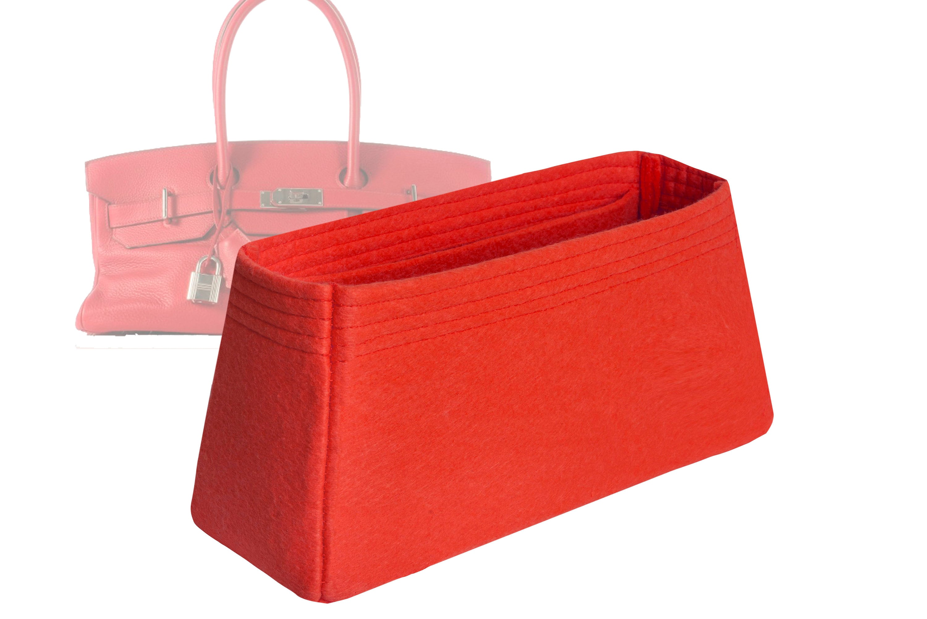 Customizable "Birkin JPG 42 Bag" Felt Bag Insert Organizer And Bag Liner In 14cm/5.5inches Height, Red Color