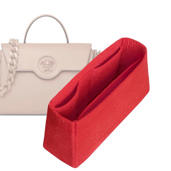 Customizable "La Medusa Large Handbag - Bottom Length 13.7"/35 cm" Felt Bag Insert Organizer In 6.6"/17 cm Height, Bag Liner, Red