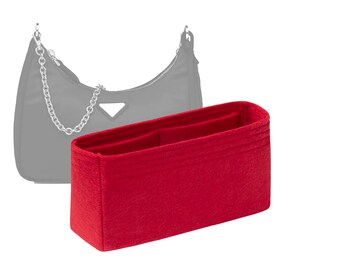 Customizable "Re-Edition 2005 Nylon Mini Bag - Bottom Length 8.6"/22 cm" Felt Bag Insert Organizer In 3.9"/10 cm Height, Bag Liner, Red
