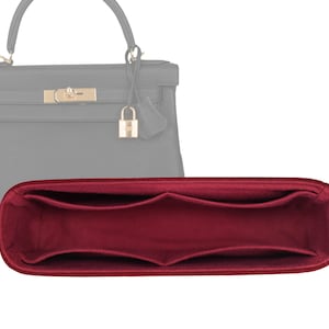 Customizable &quot;Kelly Retourne 28 Bag&quot; Fabric Lined Felt Bag Insert Organizer And Bag Liner In 12cm/4.7inches Height, Bordeux Color