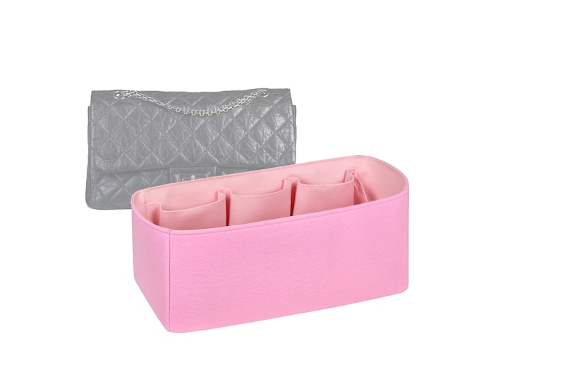 Customizable 2.55 Reissue XXL Maxi Flap Bag Fabric Lined Felt Bag Insert Organizer And Bag Liner In 20cm/7.8inches Height, Pink Rose Color image 1