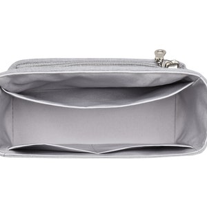 Customizable Birkin 25 Bottom Length 9.8''/25 cm Fabric Lined Felt Bag Insert Organizer In 4.7/12 cm Height, Bag Liner, Silver Gray image 3
