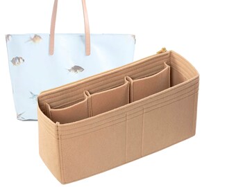 Customizable "Photo Print Beach Tote - Bottom Length 15.7"/40 cm" Felt Bag Insert Organizer In 7"/18 cm Height, Bag Liner, Beige