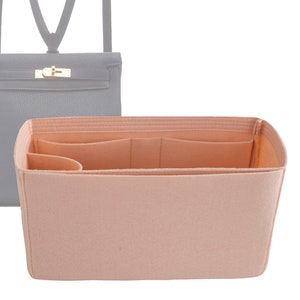 Customizable "Taurillon Clemence Kelly Ado Backpack Bag" Felt Bag Insert Organizer And Bag Liner In 12.5cm/4.92inches Height, Peach Color