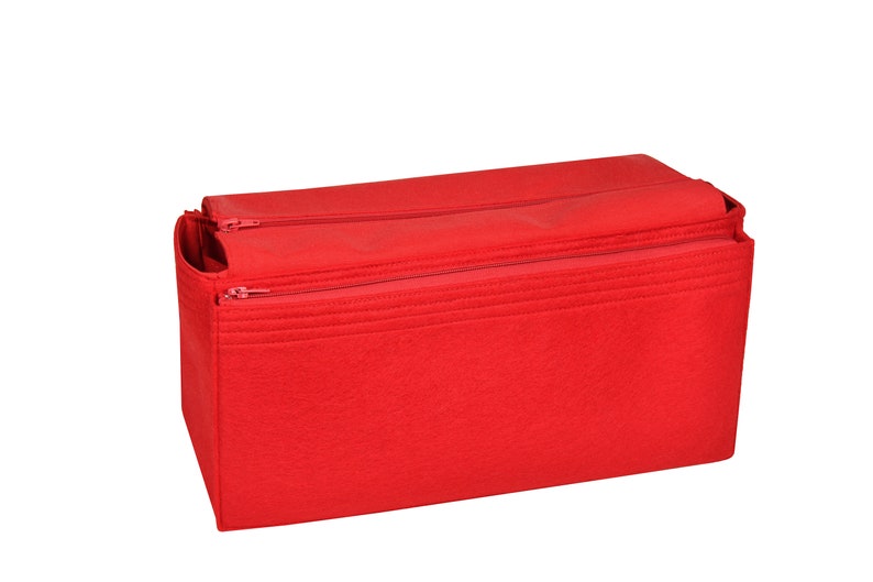 Customizable Neverfull GM Bottom Length 15.7''/39.8 cm Fabric Lined Felt Bag Insert Organizer In 7/18 cm Height, Bag Liner, Red image 5