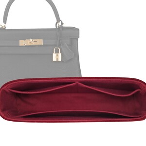 Customizable &quot;Kelly Retourne 28 Bag&quot; Fabric Lined Felt Organizer And Bag Liner In 12cm/4.7inches Height, Wine Color
