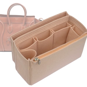 Customizable &quot;Luggage Phantom Medium Bag&quot; Felt Bag Insert Organizer And Bag Liner In 18cm/7inches Height, Peach Color