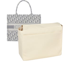 Customizable "Book Tote Bag" Fabric Bag Insert Organizer And Bag Liner In 22cm/8.6inches Height, Ivory Color