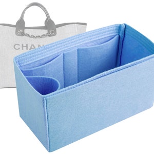 Customizable &quot;Deauville Canvas Tote Large Bag&quot; Felt Bag Insert Organizer And Bag Liner In 21.5cm/8.5inches Height, Light Blue Color