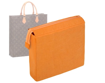 Customizable "Sac Plat" Felt Bag Insert Organizer In 14"/36 cm Height, Orange