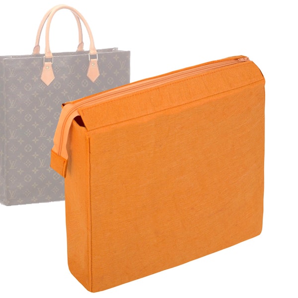 Customizable "Sac Plat" Felt Bag Insert Organizer In 14"/36 cm Height, Orange