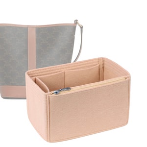 Customizable &quot;Bucket In Triomphe Canvas Small Bag&quot; Felt Bag Insert Organizer And Bag Liner In 15cm/6inches Height, Peach Color