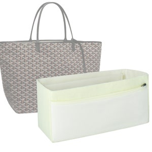 Customizable &quot;Louis Tote GM Bag&quot; Fabric Lined Felt Bag Insert Organizer And Bag Liner In 18cm/7inches Height, Ivory Color