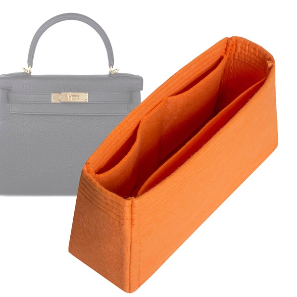 Customizable "Kelly 25 Retourne Bag" Felt Bag Insert Organizer And Bag Liner In 11cm/4.3inches Height, Orange Color