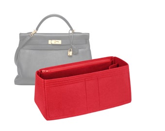 Customizable "Kelly Retourne 40 Bag" Felt Bag Insert Organizer And Bag Liner In 14.5cm/5.7inches Height, Red Color