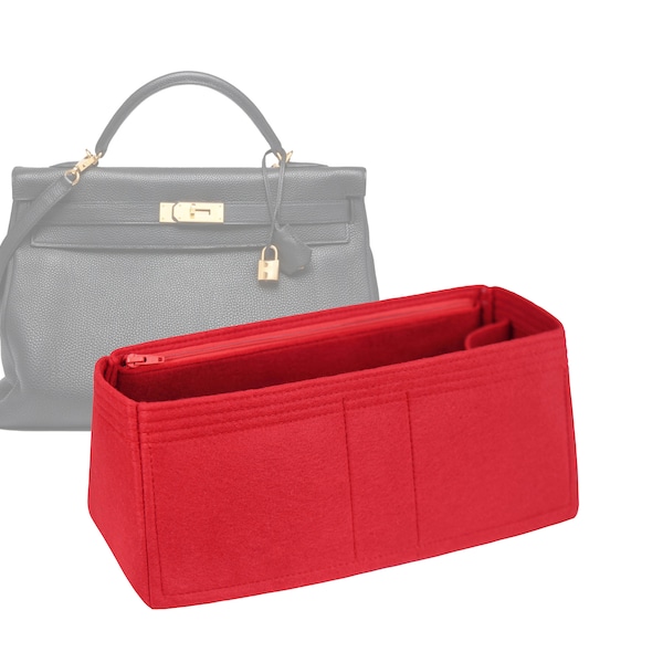 Customizable "Kelly Retourne 40 Bag" Felt Bag Insert Organizer And Bag Liner In 14.5cm/5.7inches Height, Red Color