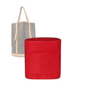 Customizable &quot;Bucket GM Bag&quot; Felt Bag Insert Organizer And Bag Liner In 33cm/13inches Height, Red Color
