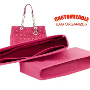 Customizable &quot;Sac Jour Medium&quot; SET OF-2 Bag Insert Organizer And Bag Liner In 17cm/6.6inches Height, Fuchsia Color