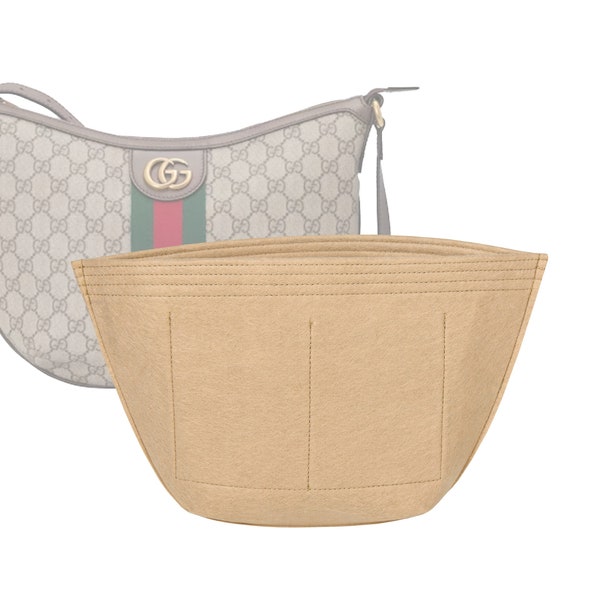 Customizable "Ophidia Shoulder Small Bag" Felt Bag Insert Organizer And Bag Liner In 18cm/7inches Height, Beige Color