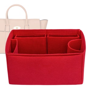 Customizable &quot;Bayswater Leather Bag&quot; Felt Bag Insert Organizer And Bag Liner In 17cm/6.6inches Height, Red Color