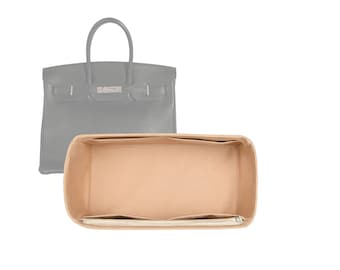 Customizable "Birkin 35 - Bottom Length 13.7''/35 cm" Fabric Lined Felt Bag Insert Organizer In 6.6"/17 cm Height, Bag Liner, Beige