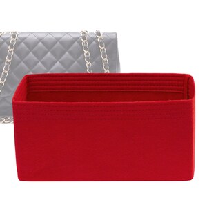 Customizable &quot;Jumbo Classic Single Flap Bag&quot; Felt Bag Insert Organizer And Bag Liner In 13cm/5.1inches Height, Red Color