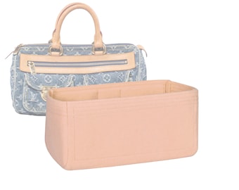 Customizable "Denim Neo Speedy Bag" Felt Bag Insert Organizer And Bag Liner In 12.5cm/4.9inches Height, Peach Color