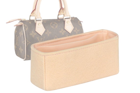 for Speedy Mini Sac HL - Bottom Length 16 cm/6.25 Inches Customizable Fabric Lined Felt Organizer in 8cm/3 Inches Height, Bag Liner, Peach