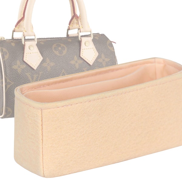 For "Speedy Mini Sac HL - Bottom Length 16 cm/6.25 inches" Customizable Fabric Lined Felt Organizer In 8cm/3 inches Height, Bag Liner, Peach