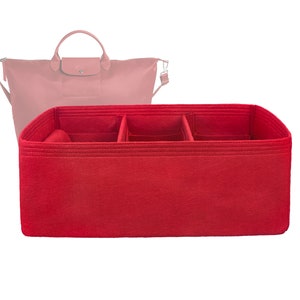 Customizable &quot;Longchamp Le Pliage Neo 18-Inch Nylon Travel Bag&quot; Felt Bag Insert Organizer And Bag Liner 12cm/4.7inches Height, Red Color
