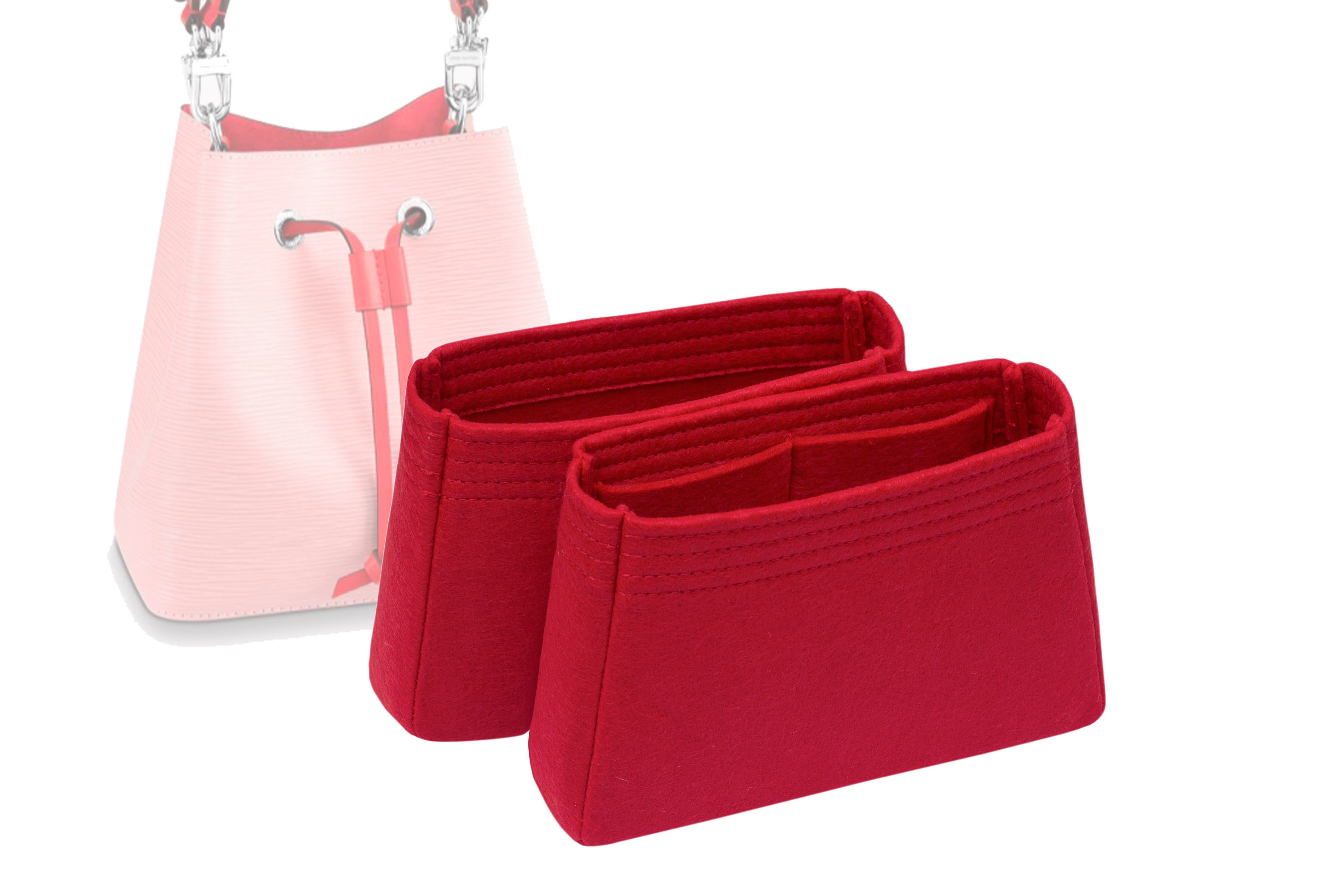 NÉONOÉ Neonoe MM Bucket Bag Red Pink Inserts Organizers 