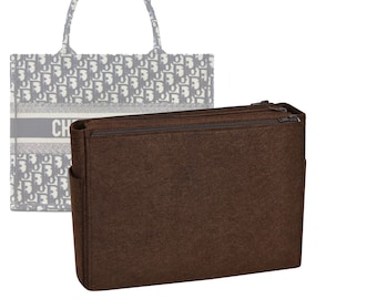 Customizable "Book Tote Bag" Felt Bag Insert Organizer And Bag Liner In 30cm/12inches Height, Brown Color