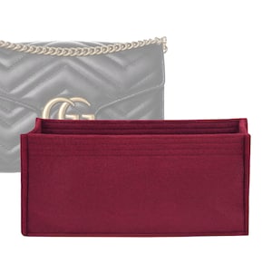 Customizable "Wallet On Chain Bag" Felt Bag Insert Organizer And Bag Liner In 8.5cm/3.3inches Height, Wine Color
