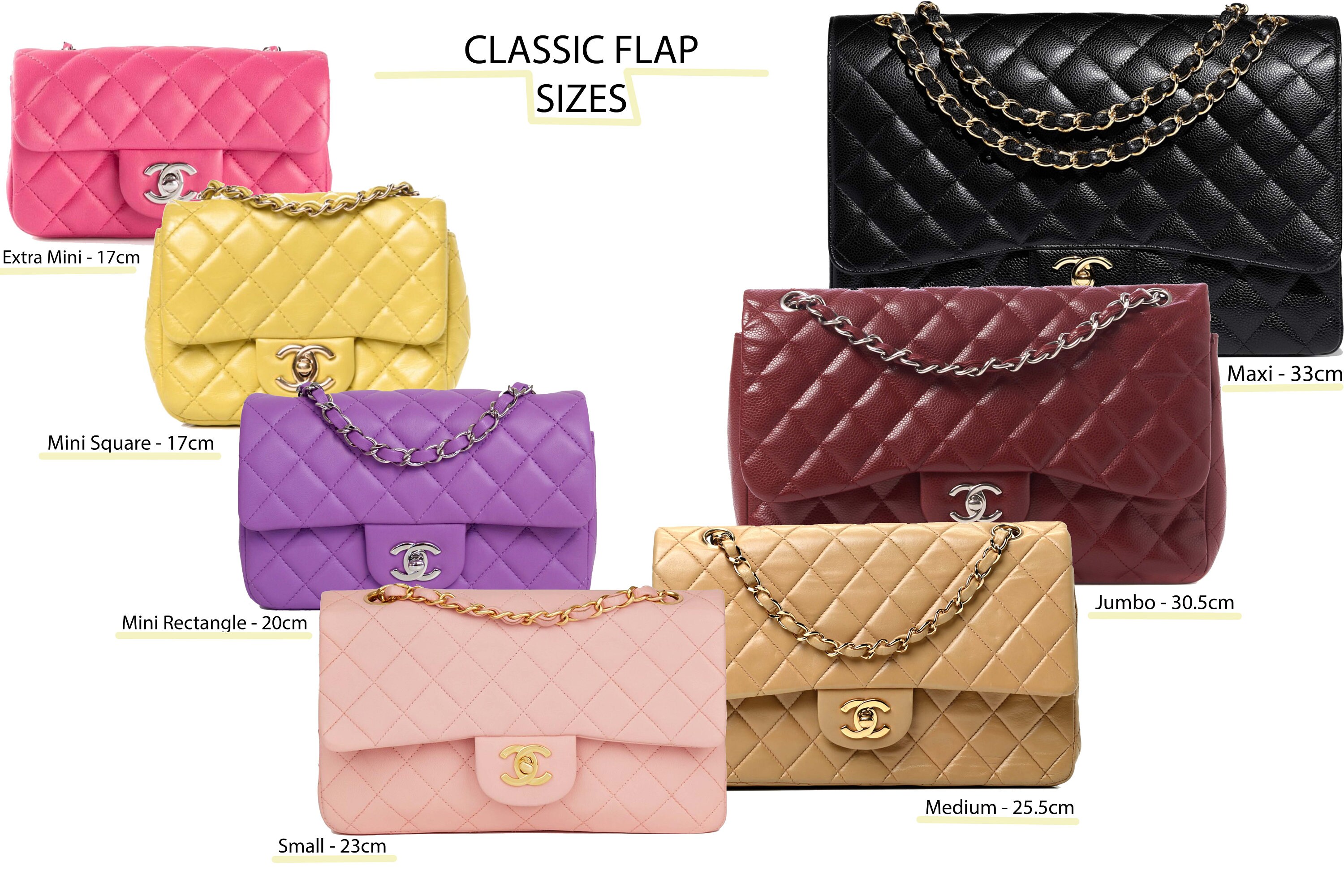 Chanel flap sizes hotsell