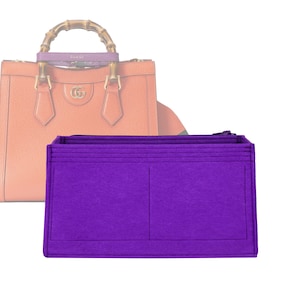 Customizable &quot;Diana Tote Small Bag&quot; Felt Bag Insert Organizer And Bag Liner In 14cm/5.5inches Height, Purple Color
