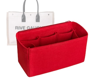 Customizable &quot;Rive Gauche Shopper&quot; Felt Bag Insert Organizer And Bag Liner In 19 cm/7.5inches Height, Red Color