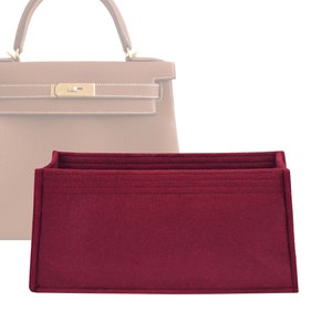 Customizable &quot;Kelly Retourne 28 Bag&quot; Felt Bag Insert Organizer And Bag Liner In 12cm/4.72inches Height, Wine Color