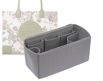 Organiseur de sac en feutre personnalisable « Ella Printed Tote » et doublure de sac de 23 cm/9 pouces de hauteur, couleur gris clair