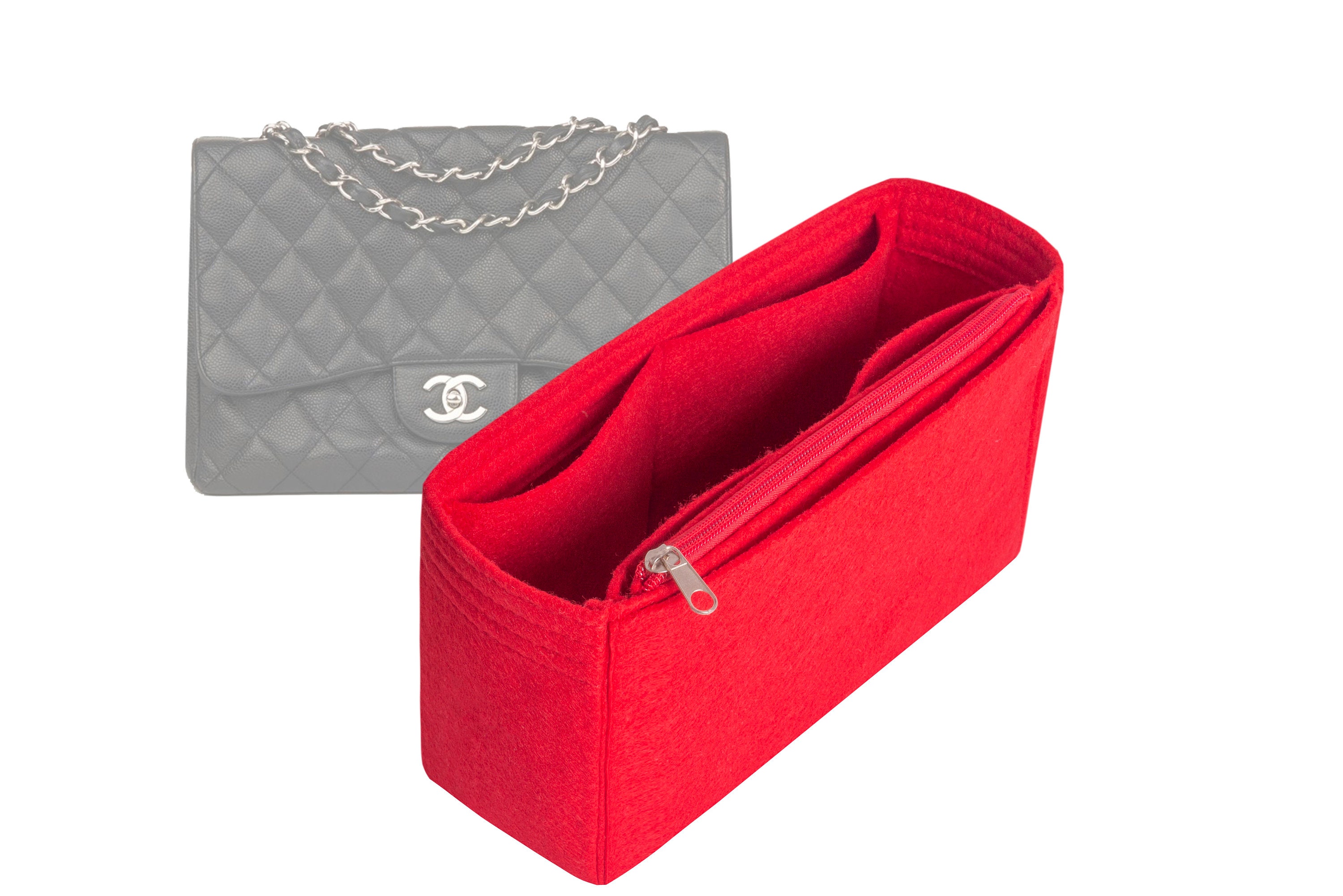 Bag Organizer Base Shaper Insert for Chanel Classic Flap Medium Burgundy  Red