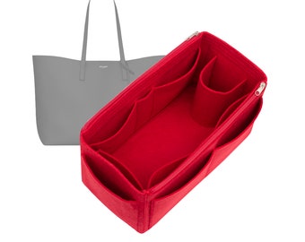 Customizable "East West Shopper Leather Tote Large - Bottom Length 14.2''/36 cm" Felt Bag Insert Organizer In 6.3"/16 cm Height, Red