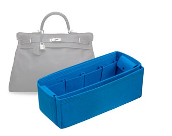 Customizable "Kelly Voyage 50 - Bottom Length 19.6''/50 cm" Felt Bag Insert Organizer In 7"/18 cm Height, Bag Liner, Blue