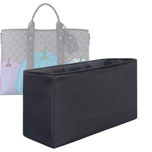 Anpassningsbar tygväska "LV x YK Weekend Tote Bag" med väskfoder, 18 cm/7 tum hög, mörkgrå färg