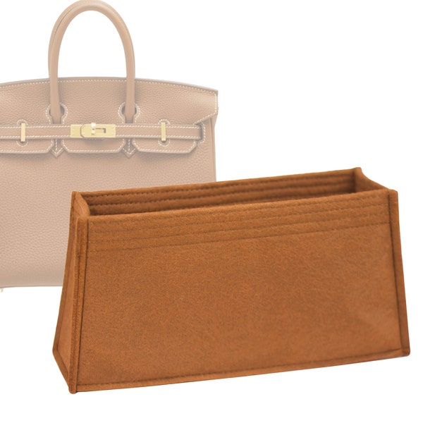 Customizable "Birkin 25 Bag" Felt Bag Insert Organizer And Bag Liner In 12cm/4.7inches Height, Cinnamon Color