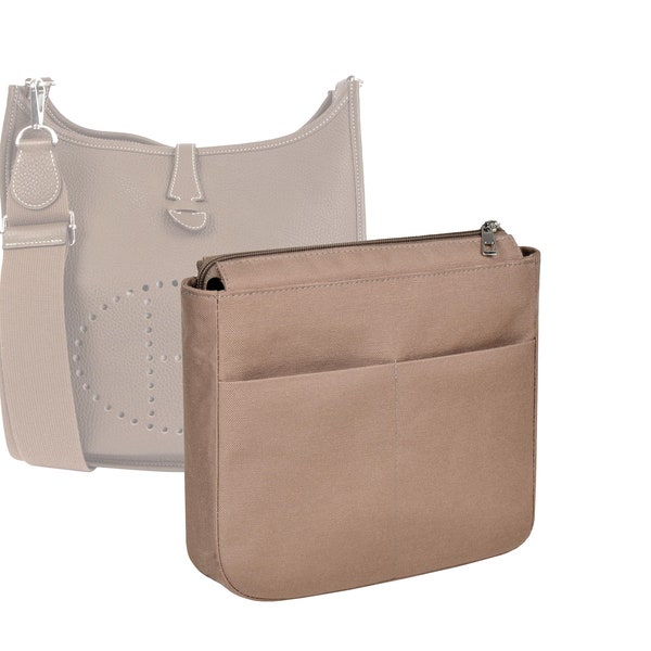 Personnalisable « Evelyne 29 PM - Longueur du bas 11,4''/29 cm » Organisateur d'insertion de sac en tissu en 7,8"/20 cm de hauteur, doublure de sac, couleur Etoupe-Taupe-Tan