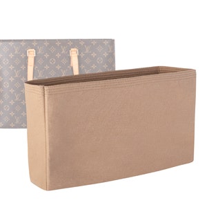 Customizable &quot;Monogram Canvas Luco Tote Bag&quot; Felt Bag Insert Organizer And Bag Liner In 21cm/8.3inches Height, Beige Color
