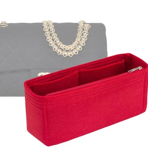 Customizable &quot;Jersey Classic Flap Bag&quot; Felt Bag Insert Organizer And Bag Liner In 12cm/4.7inches Height, Red Color